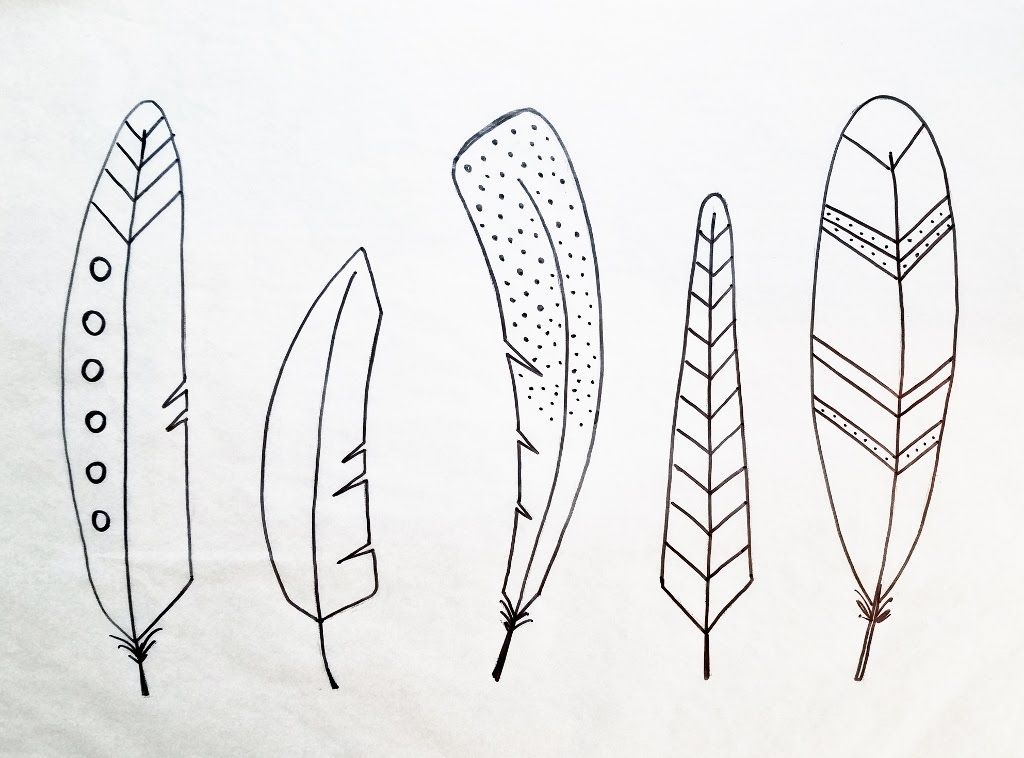 1024x758 whimsical feather drawings how to draw easy feathers feather - Simple Feather Drawing