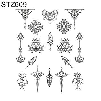 355x355 Floral Feather Simple Drawing Women Nail Sticker Decal - Simple Feather Drawing