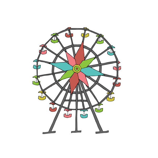 600x600 Ferris Wheel Clipart Simple - Simple Ferris Wheel Drawing