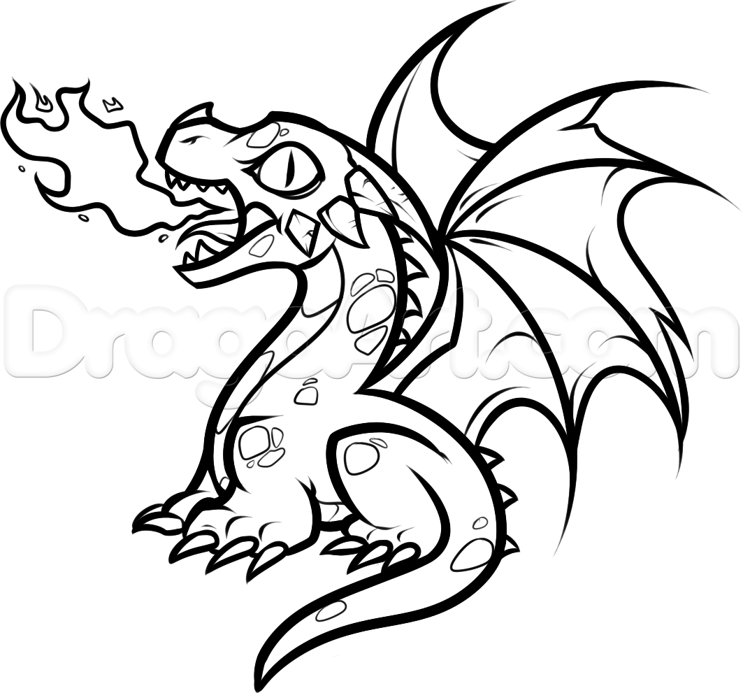 Simple Fire Breathing Dragon Drawing at PaintingValley.com | Explore ...