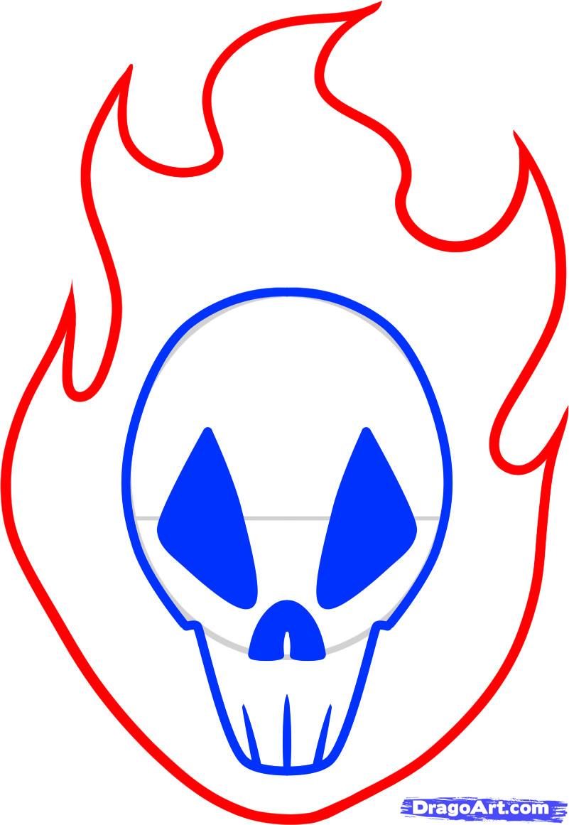 801x1161 Draw A Fire Skull, Step - Simple Fire Drawing