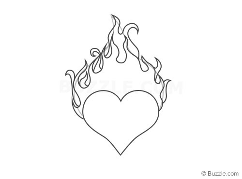 500x370 Easy Instructions To Draw A Heart - Simple Flame Drawing