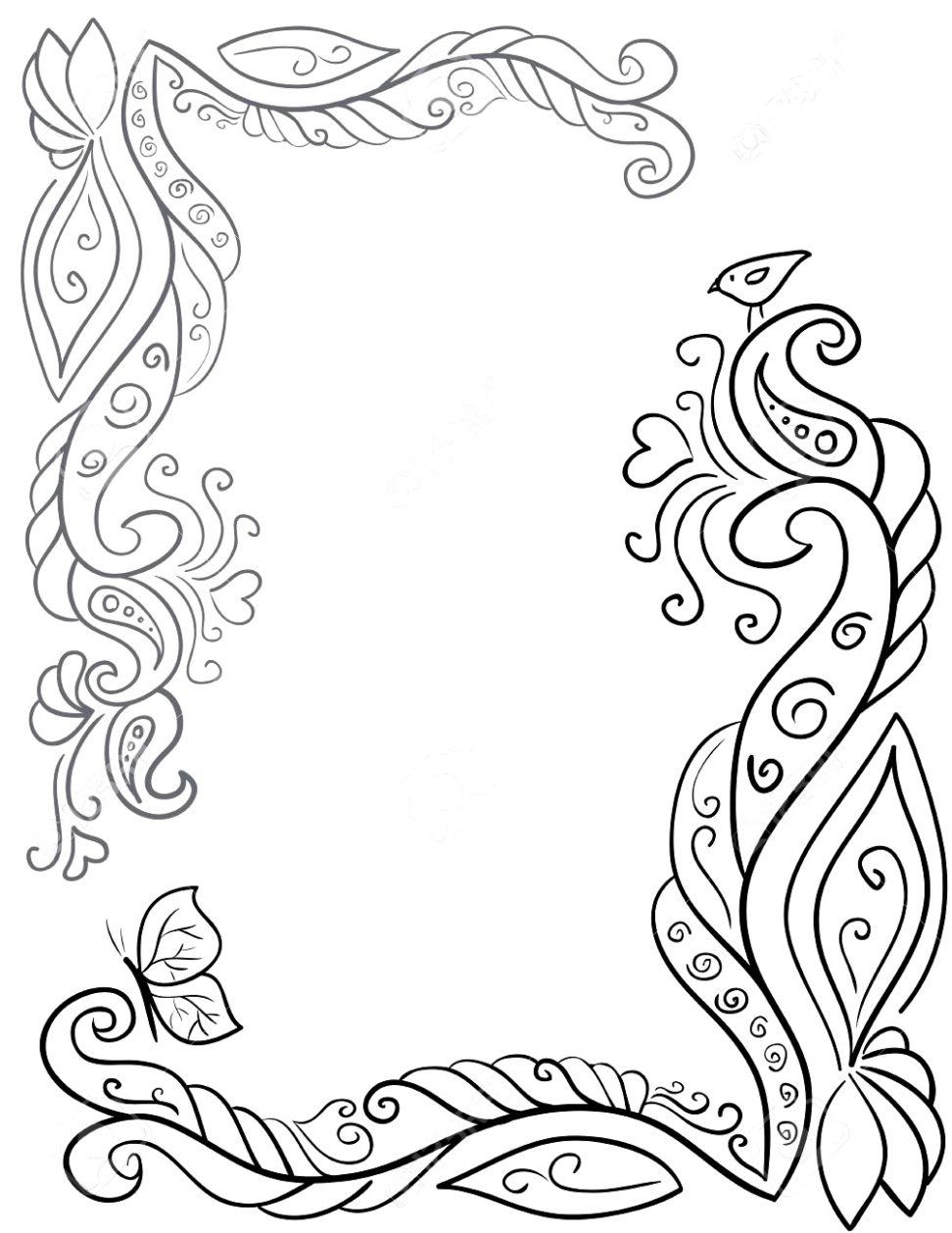 972x1259 card simple background features black and white printing - Simple Floral Drawing