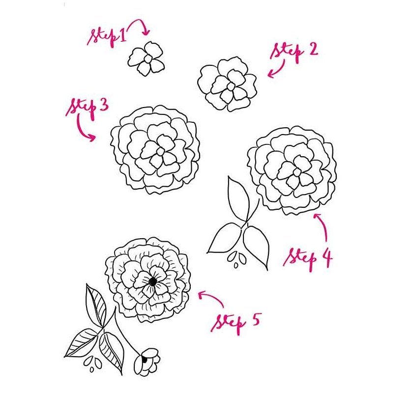 838x800 Easy Step - Simple Floral Drawing
