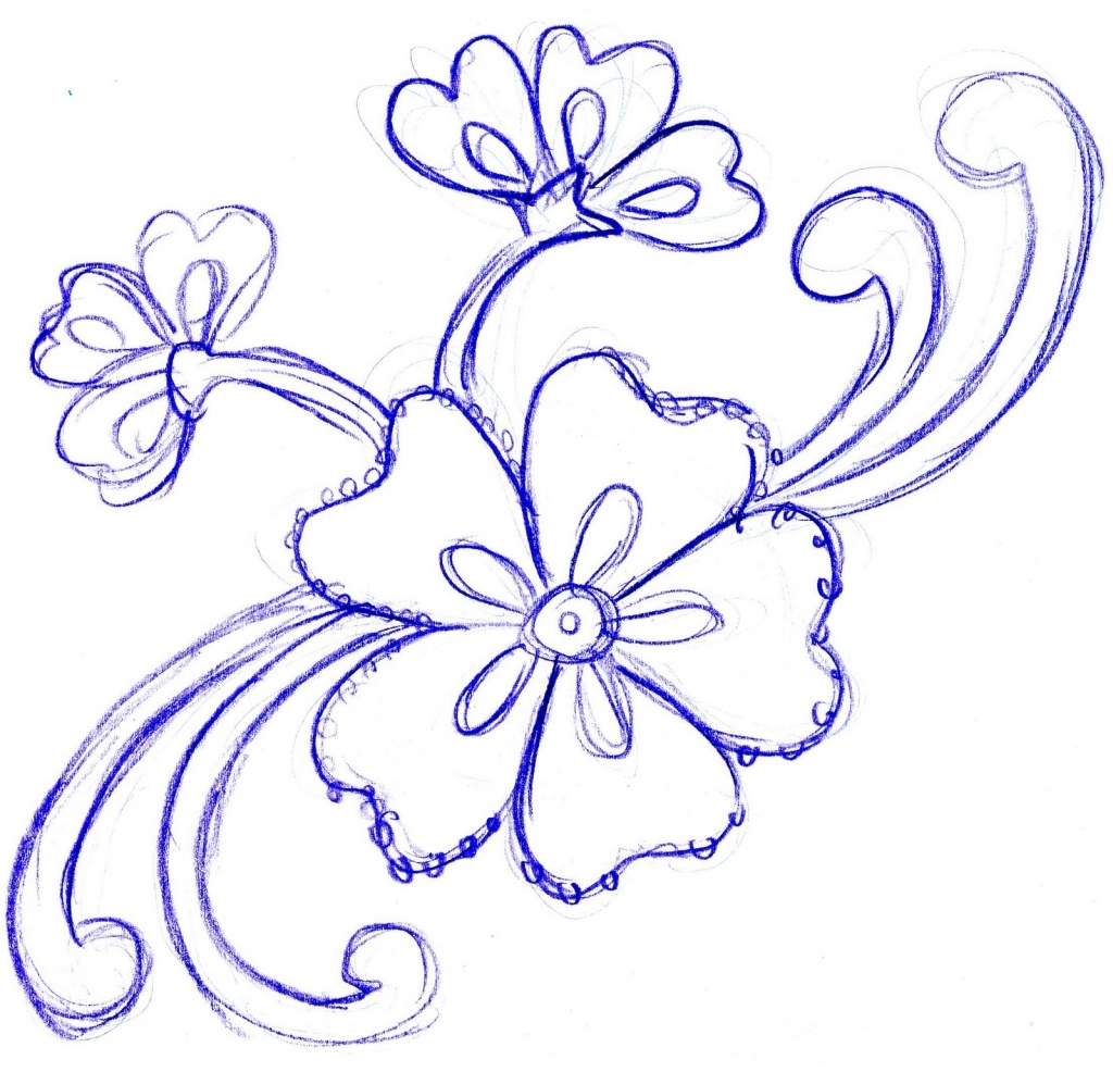 Simple Flower Designs For Pencil Drawing at