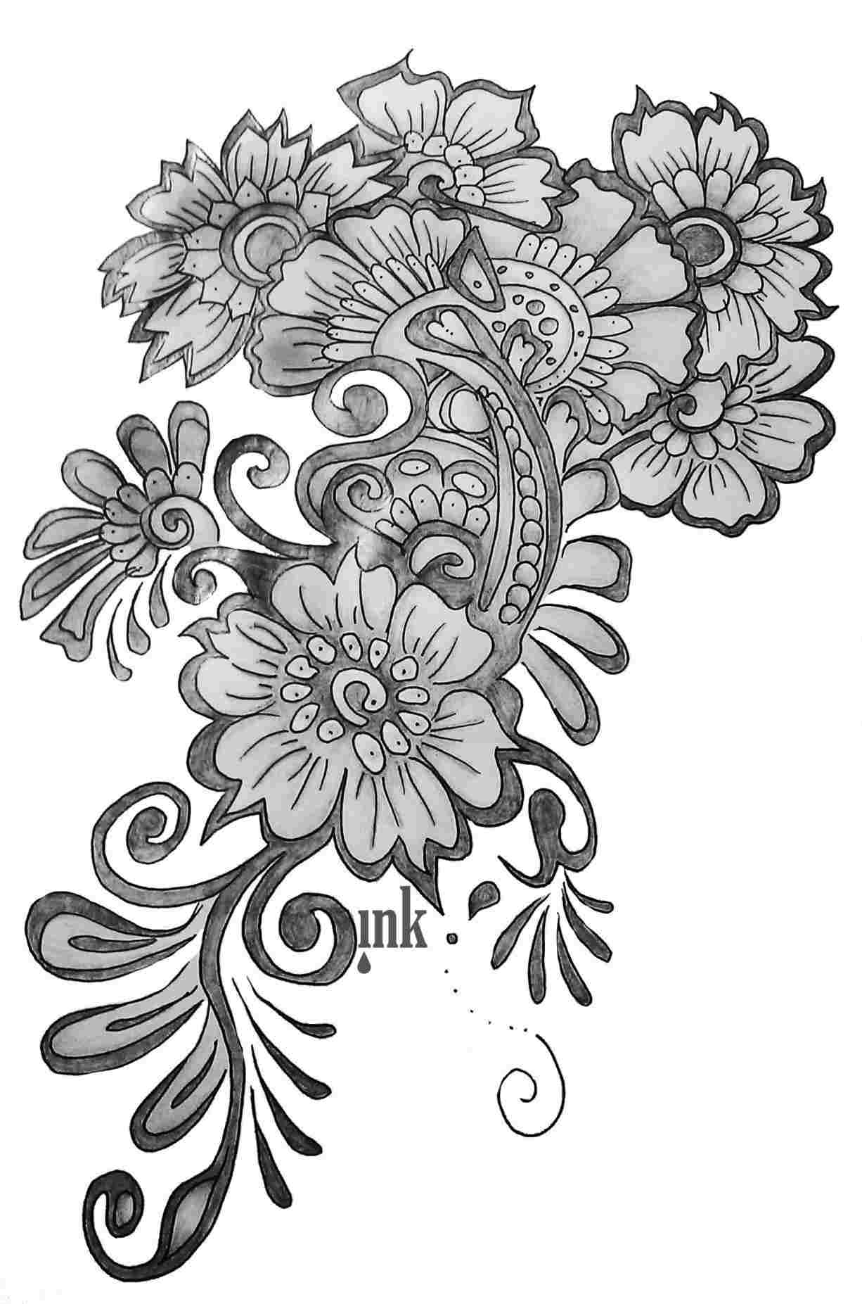 Flower Designs To Draw On Paper - Get Images Four