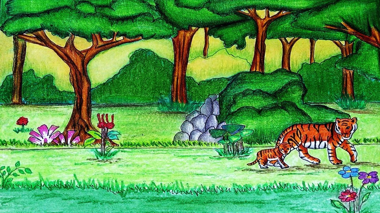 1280x720 Forest Drawing - Simple Forest Drawing