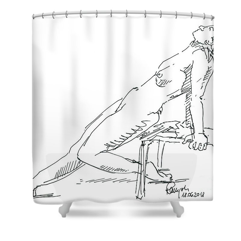 800x800 female figure drawing fountain pen ink shower curtain for sale - Simple Fountain Drawing
