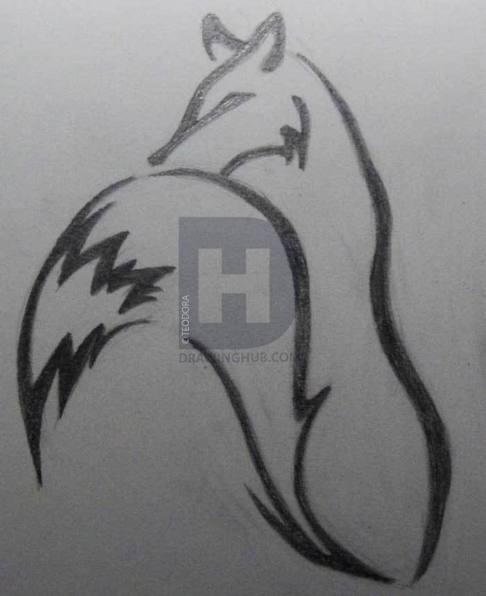 700x858 How To Draw A Simple Tribal Fox, Step - Simple Fox Drawing