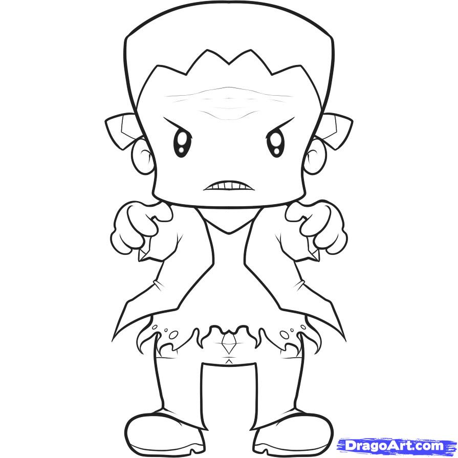 895x895 step how to draw an easy frankenstein - Simple Frankenstein Drawing