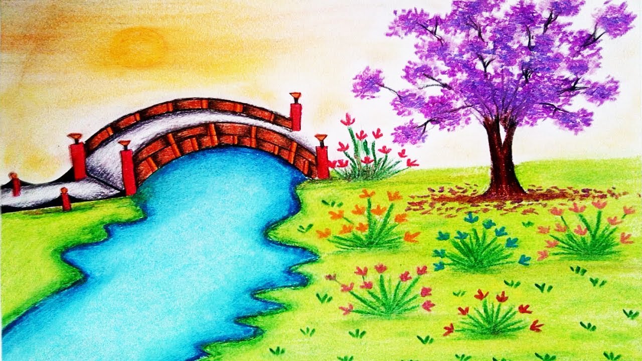 1280x720 How To Draw Garden Scenery Step - Simple Garden Drawing