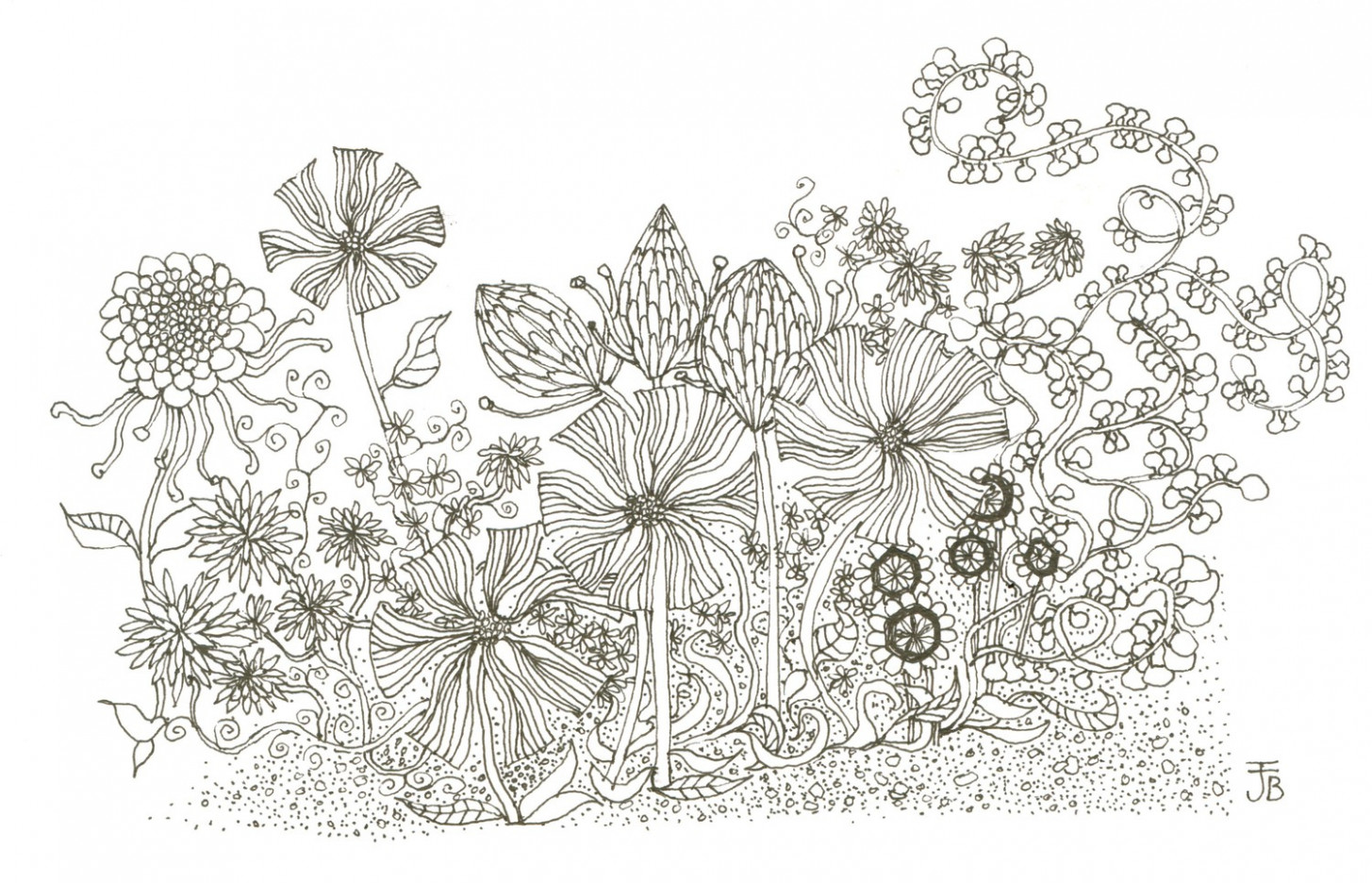 1455x936 simple flower garden sketch flower garden drawings zandalus - Simple Garden Drawing