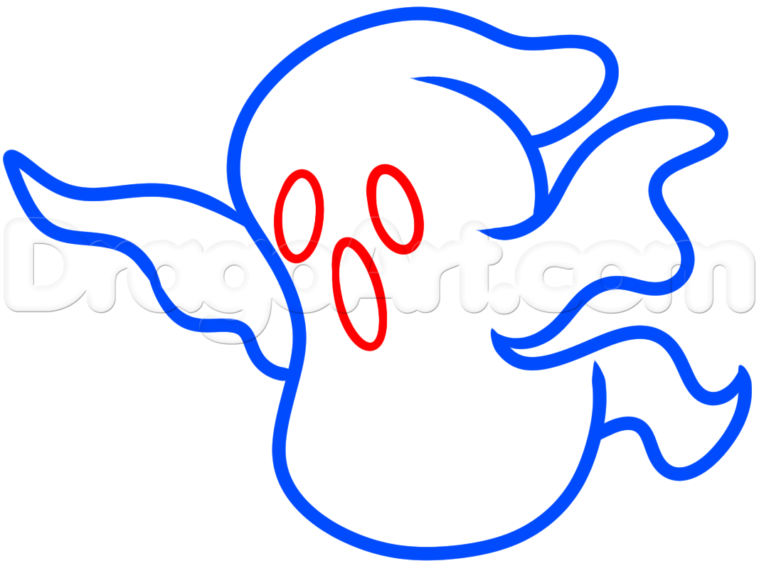 1067x789 How To Draw A Halloween Ghost Easy, Step - Simple Ghost Drawing