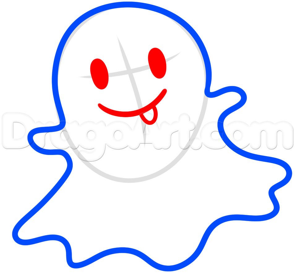 954x883 How To Draw The Snapchat Ghost, Step - Simple Ghost Drawing