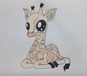 300x263 How To Draw A Cartoon Giraffe Cute And Easy Step - Simple Giraffe Drawing