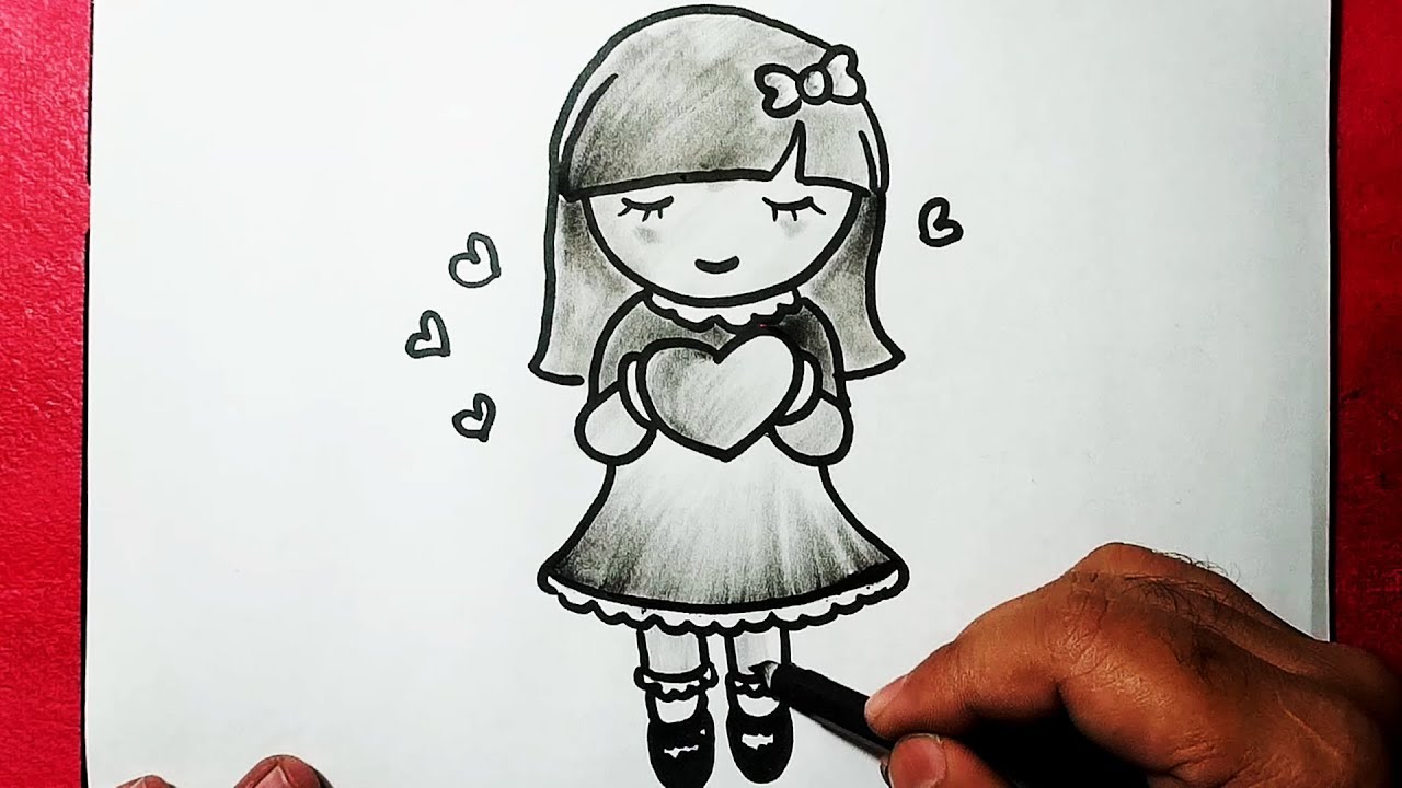 How To Draw A Cute Girl The Simple And Easy Ways Yzarts - Simple Girl Drawi...