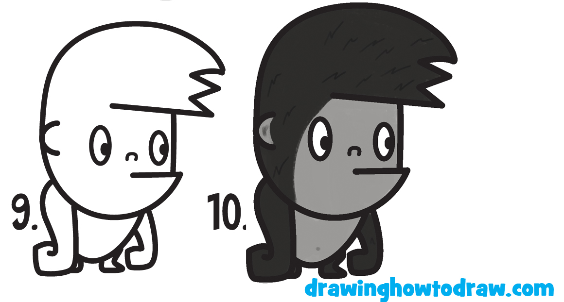 1160x622 How To Draw A Cute Cartoon Kawaii Gorilla With Easy Step - Simple Gorilla Drawing
