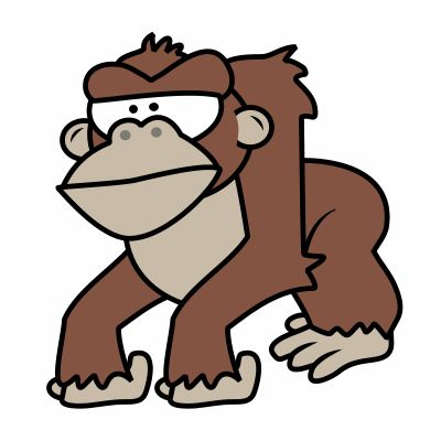 400x400 Drawing A Cartoon Gorilla Digital Tut Cartoon Monkey - Simple Gorilla Drawing