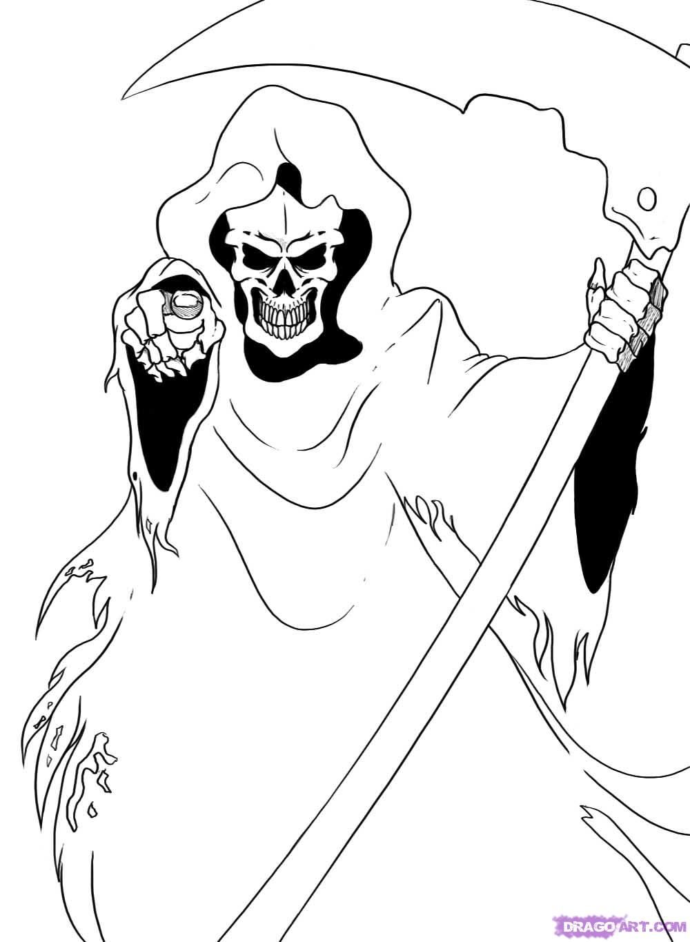 1000x1365 Holloween Easy To Draw Simple Things Drawings Grim Reaper - Simple Grim Reaper Drawings