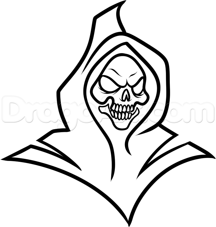 738x773 Step How To Draw A Tribal Grim Reaper - Simple Grim Reaper Drawings