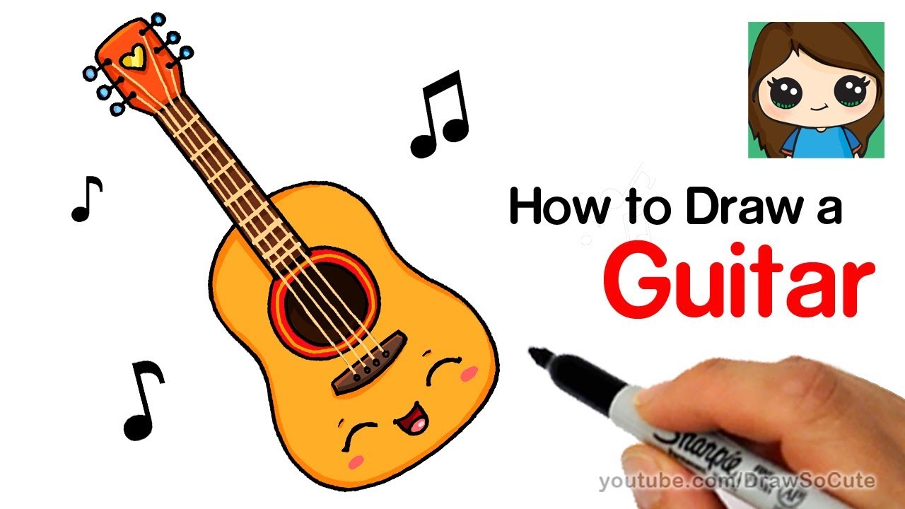 1280x720 How To Draw A Guitar Easy And Cute - Simple Guitar Drawing