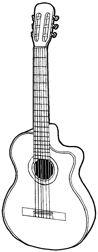 400x1027 How To Draw A Guitar With Easy Step - Simple Guitar Drawing
