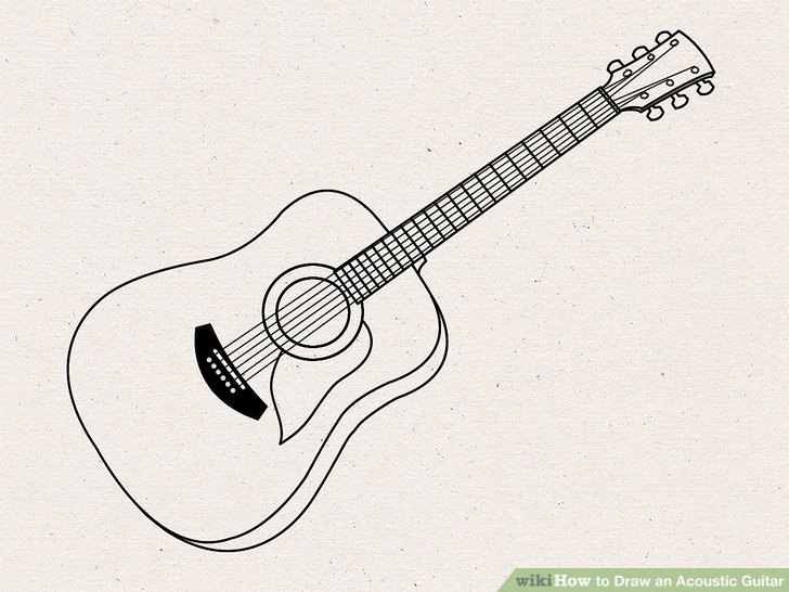 728x546 How To Draw An Acoustic Guitar Steps - Simple Guitar Drawing
