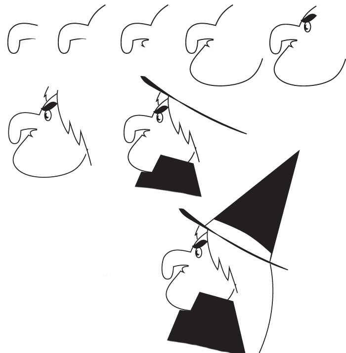 700x715 Drawing Witch - Simple Halloween Witch Drawing