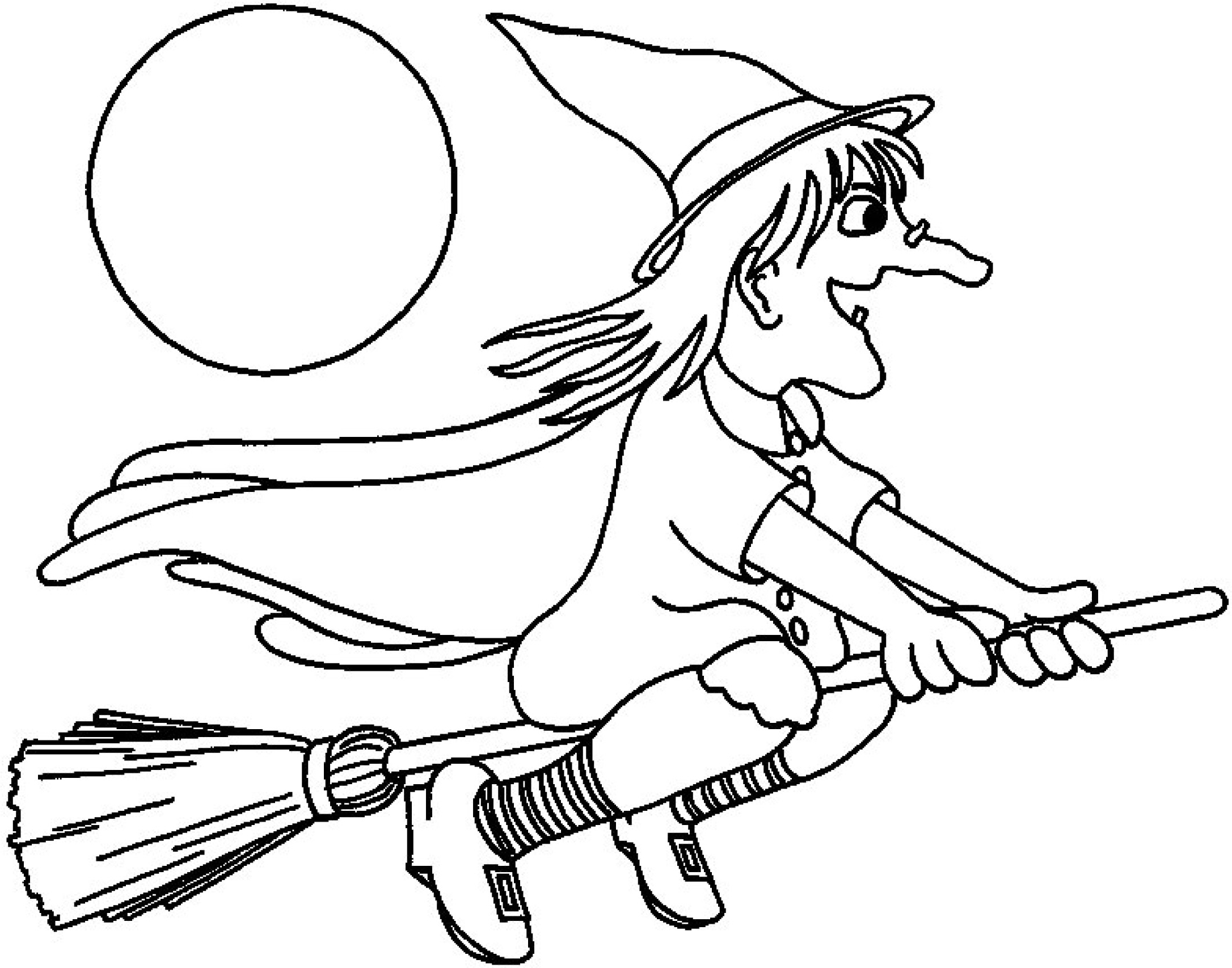 2172x1706 halloween witch coloring - Simple Halloween Witch Drawing