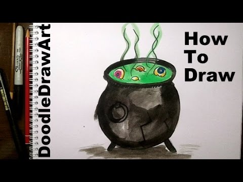 480x360 how to draw a witch's cauldron for halloween - Simple Halloween Witch Drawing
