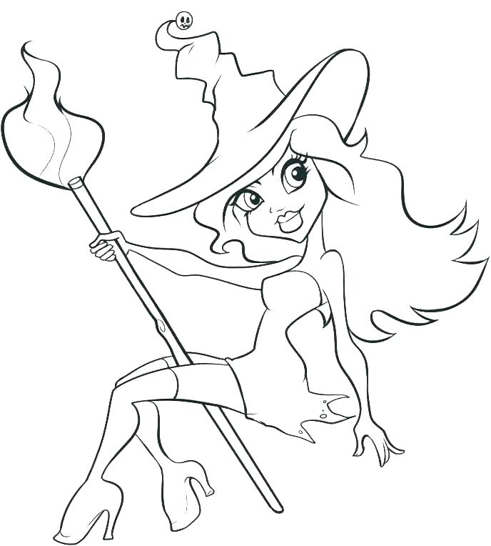 688x764 Witch Color - Simple Halloween Witch Drawing