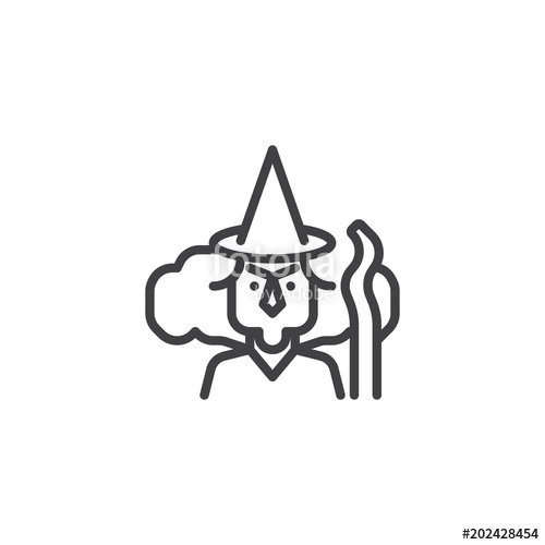 500x500 Witch With Broomstick Outline Icon Linear Style Sign For Mobile - Simple Halloween Witch Drawing