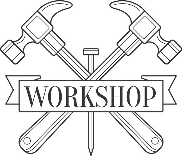 600x515 Simple Hammer And Nail Workshop Logo Icon Vinyl Decal Sticker - Simple Hammer Drawing