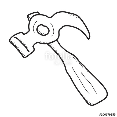 500x500 Simple Doodle Of A Hammer Stock Image And Royalty Free Vector - Simple Hammer Drawing