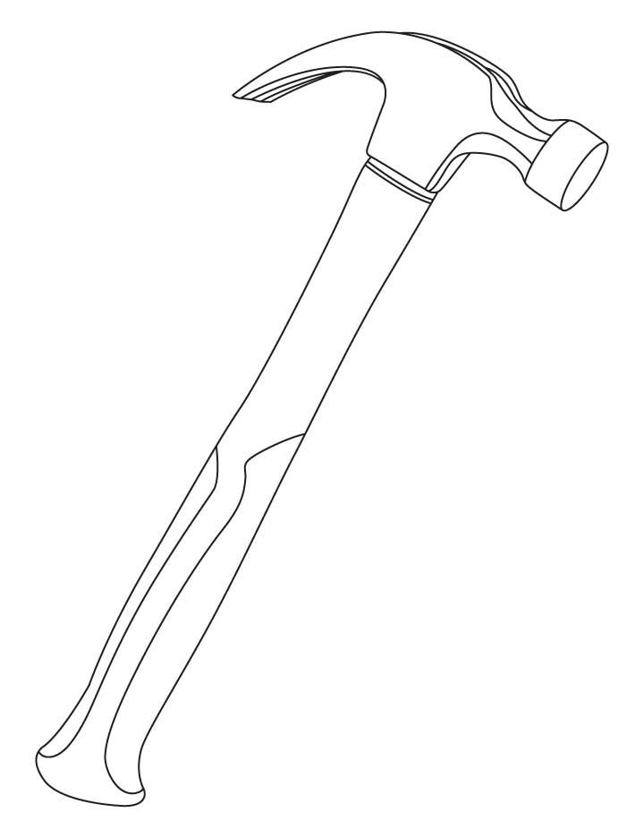 720x936 Hammer Claw Clipart Black And White - Simple Hammer Drawing