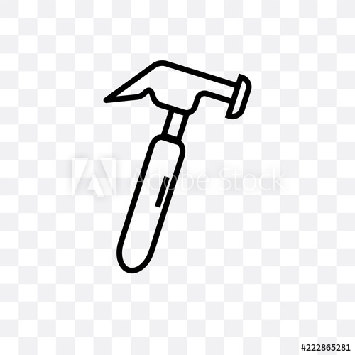 500x500 Hammer Icon Isolated On Transparent Background Simple - Simple Hammer Drawing
