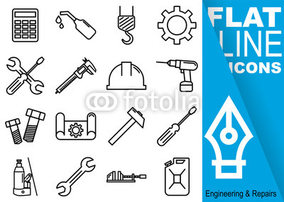 400x285 Editable Stroke Simple Set Of Engineering And Repairs Vector Flat - Simple Hammer Drawing