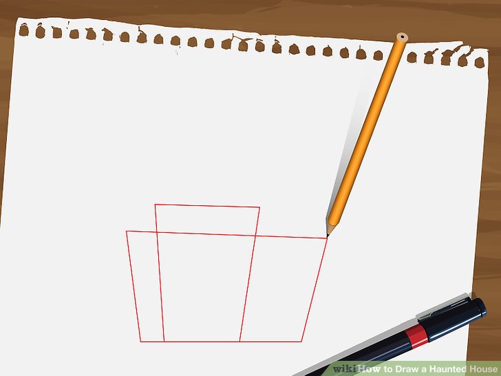 728x546 how to draw a haunted house steps - Simple Haunted House Drawing