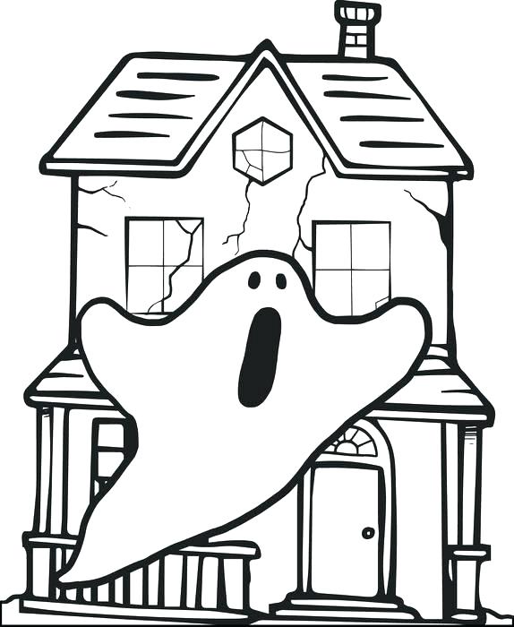 574x700 Simple House Coloring - Simple Haunted House Drawing