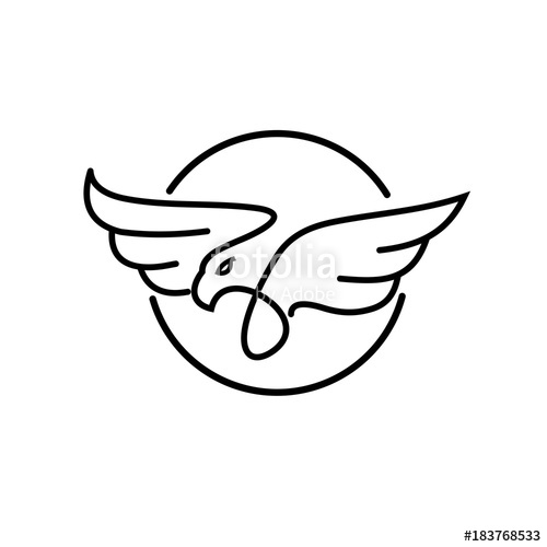 500x500 Simple Modern Eagle Logo Design Vector Template Linear Style Bird - Simple Hawk Drawing