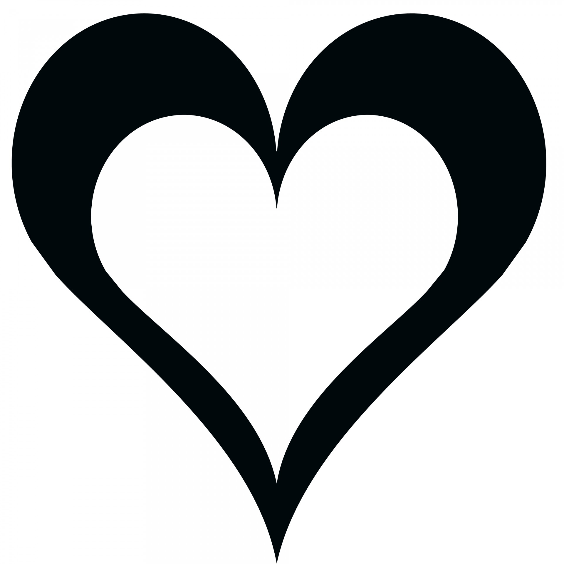 1920x1920 Silhouette, Black, Double, Heart, Isolated - Simple Heart Drawing