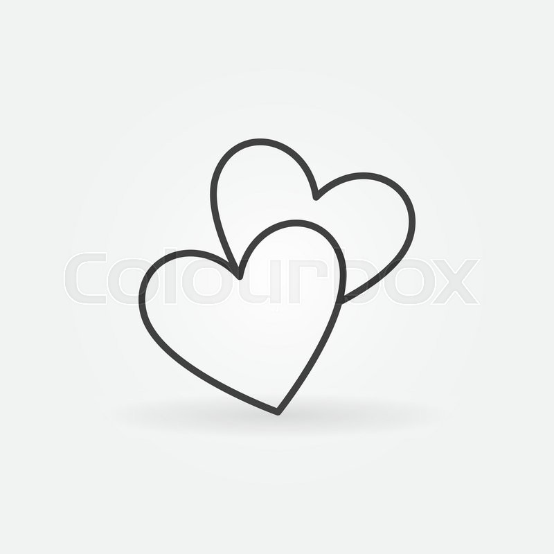 800x800 Two Hearts Line Icon - Simple Heart Drawing