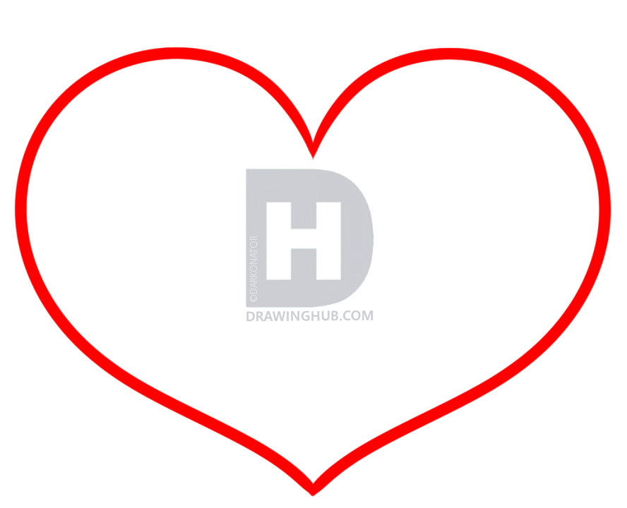 888x720 Deadpool Heart Drawing Tutorial, Step - Simple Heart Drawing