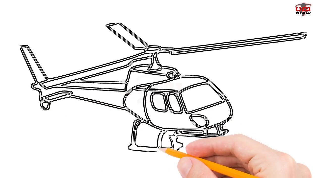 1280x720 How To Draw A Helicopter Step - Simple Helicopter Drawing