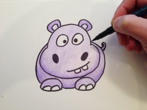 480x360 how to draw a hippo - Simple Hippo Drawing