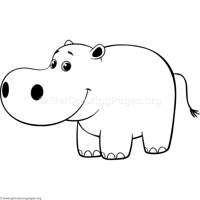 700x700 simple cartoon hippo coloring pages - Simple Hippo Drawing