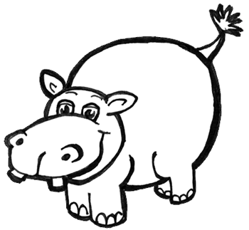 350x323 How To Draw Cartoon Hippos - Simple Hippo Drawing