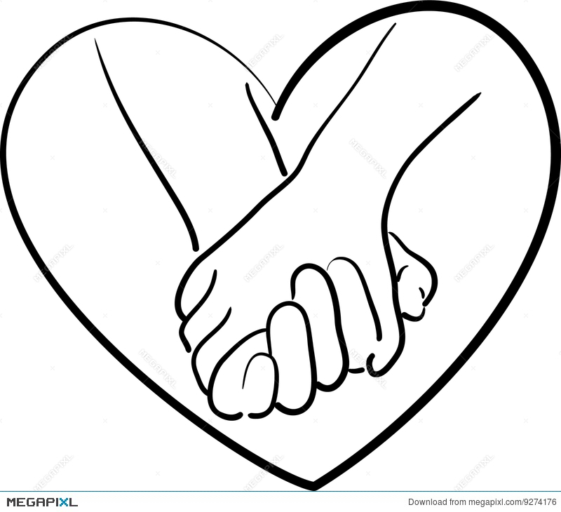 800x730 Holding Hands Illustration - Simple Holding Hands Drawing
