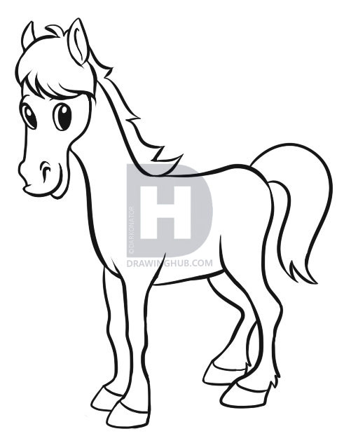 491x632 How To Draw A Simple Horse, Step - Simple Horse Drawing