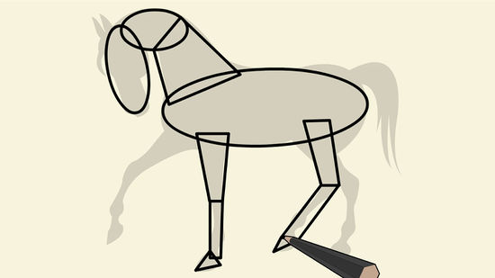 550x309 How To Draw A Simple Horse Steps - Simple Horse Drawing